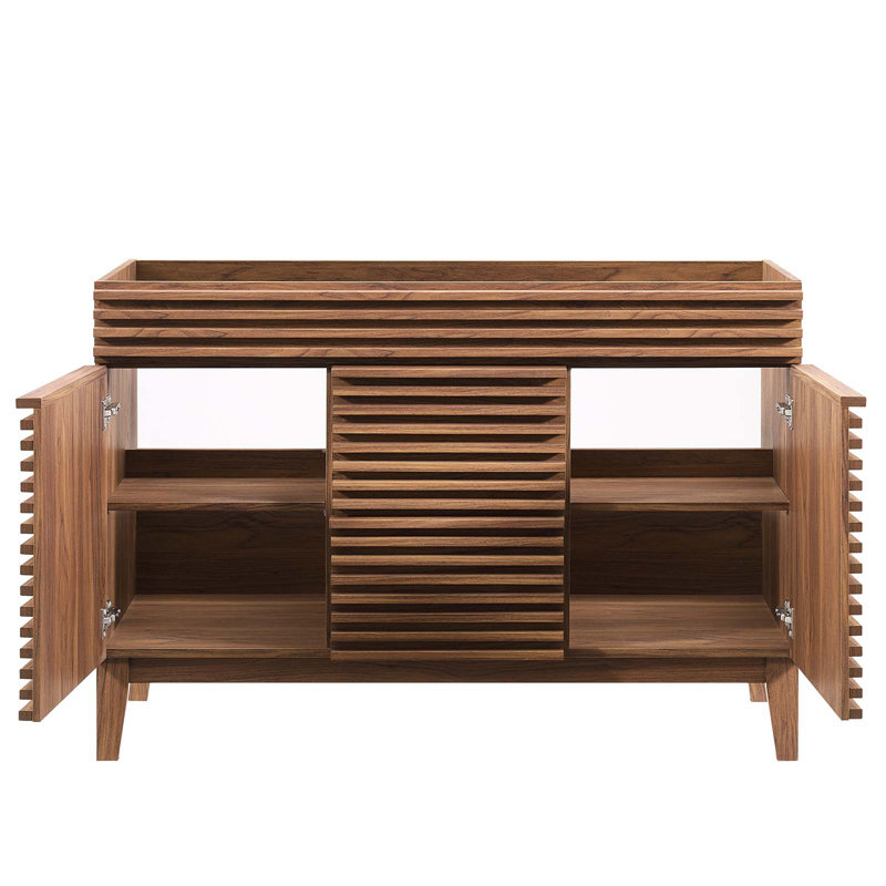 Modway 48" Double Bathroom Vanity Base Only, Walnut