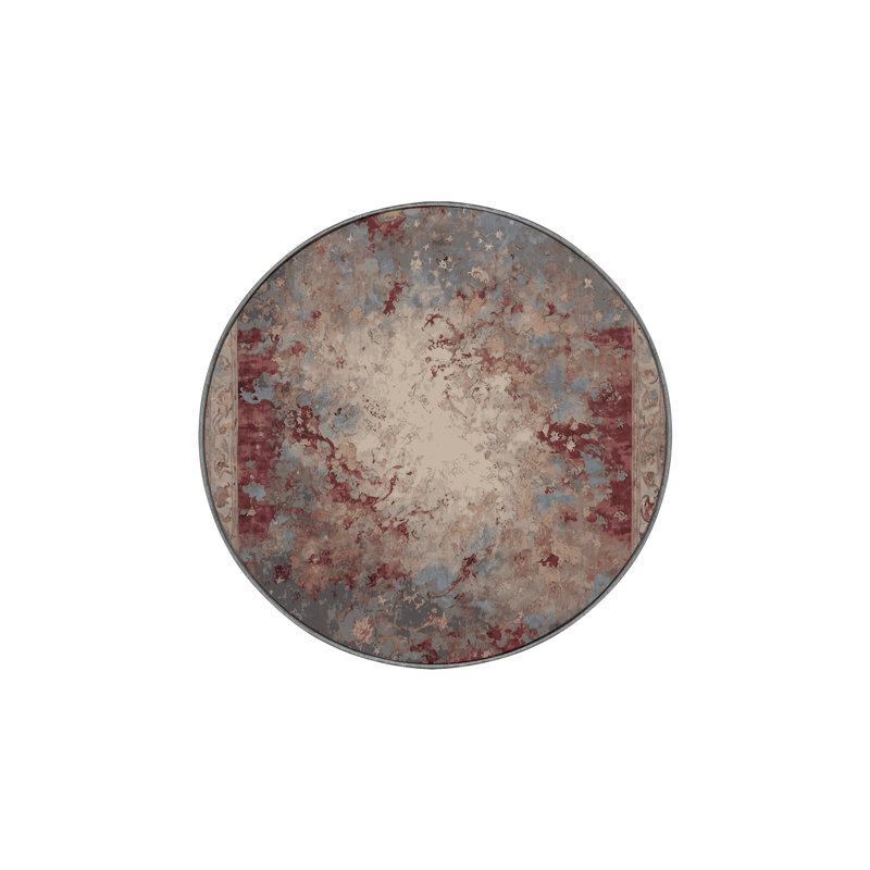 Machine Washable Gray Area Rug, Round 7'