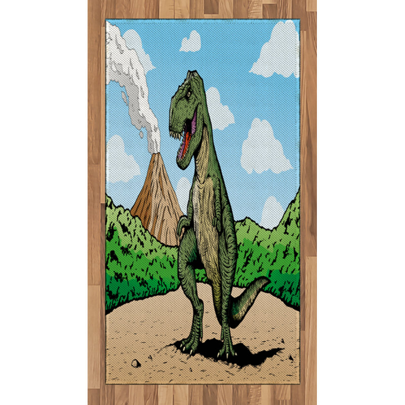 Tapis décoratif en fibre de polyester à haute densité Dinosaur, Rectangle 2 pi 7 po x 5 pi