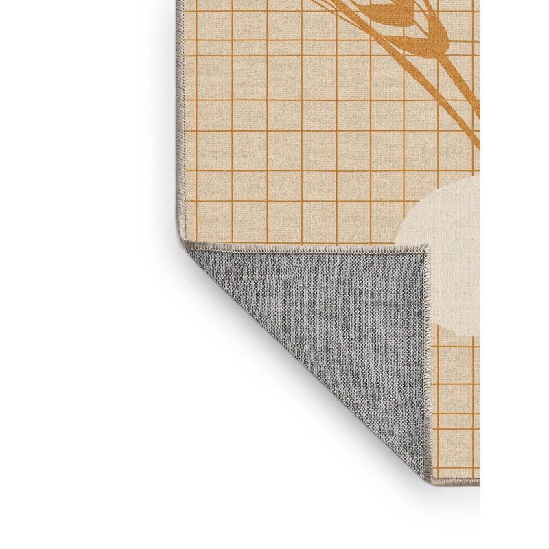 Tapis abstrait moderne et contemporain lavable à la machine Delancey Thanksgiving en beige - reliure beige, 8 x 10