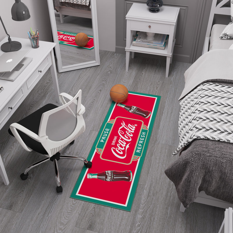 Tapis rouge antidérapant 2 x 5 Coca-Cola