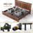 Fluted Panel Platform Bed with LED Headboard, Storage Drawers & USB Charging,No Box Spring Needed,King/Dark Brown-453278637-453278636