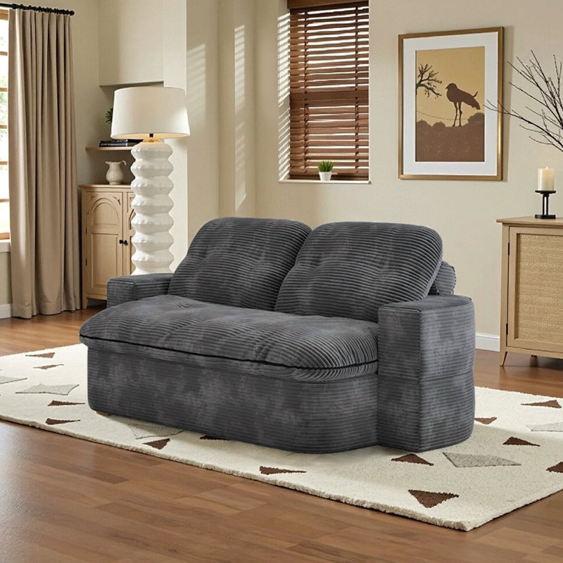 Canapé-lit modulaire convertible 2-en-1 avec matelas en mousse à mémoire de forme, canapé-lit peu encombrant, Gris foncé