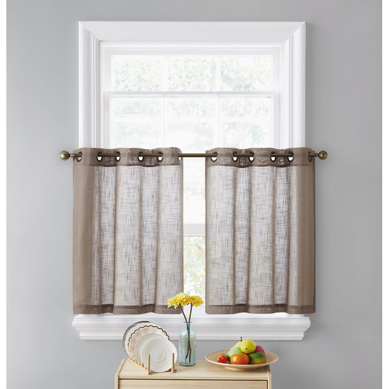 Aleksander Tailored Cafe Curtain, 35" W x 24" L, Taupe