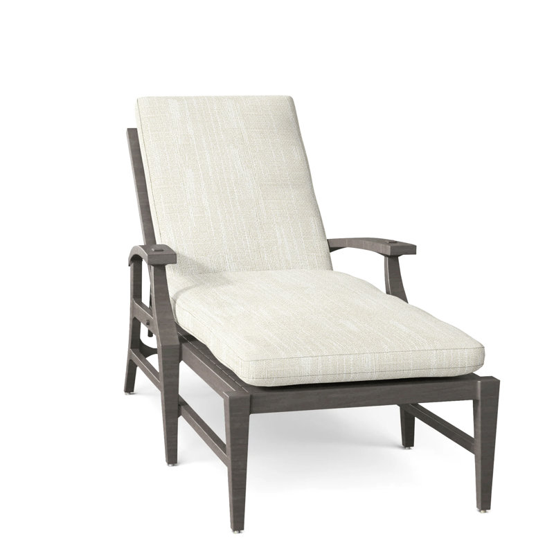 Croquet Aluminum Outdoor Chaise Lounge, No Welt, Slate Gray, Rollo Cream