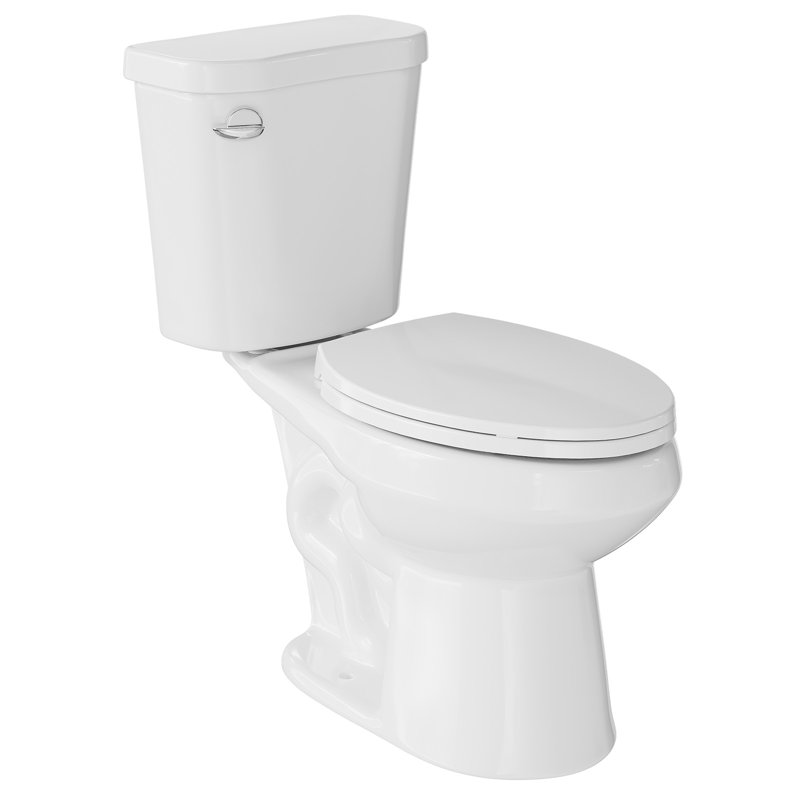 Toilette allongée blanche deux pièces, hauteur ADA Comfort 17 po, chasse puissante 1,28 GPF, Gauche