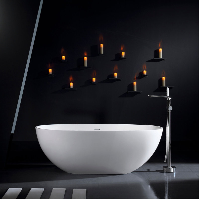 Baignoire de trempage autoportante 65,2 pouces pour salle de bain