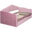 Lit de jour simple rembourré avec lit gigogne, velours rose, charge pour un usage quotidien, pas de sommier tapissier requis-405082014