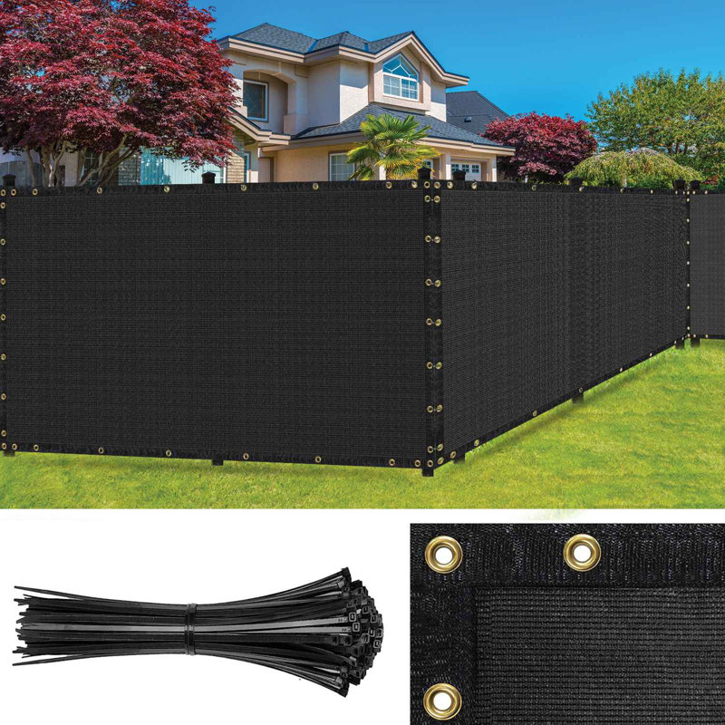 Black Heavy-Duty Polyethylene Privacy Fence Screen with Grommets