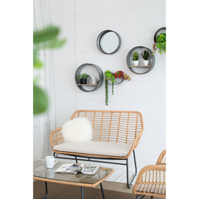 5 pots de fleurs muraux en fer galvanisé - gris, avec formes de poches variées et tablettes en bois pour des coins de jardin fascinants