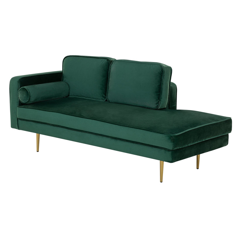 Dan Velvet Chaise Lounge, Left Hand Facing, Green