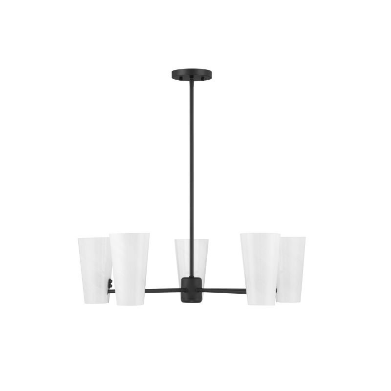Lustre 5 lumières Meridian, Noir mat, E12/candélabre, Oui