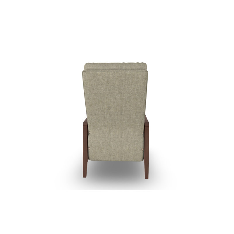Modern High Leg Recliner, Linen, Dark Walnut