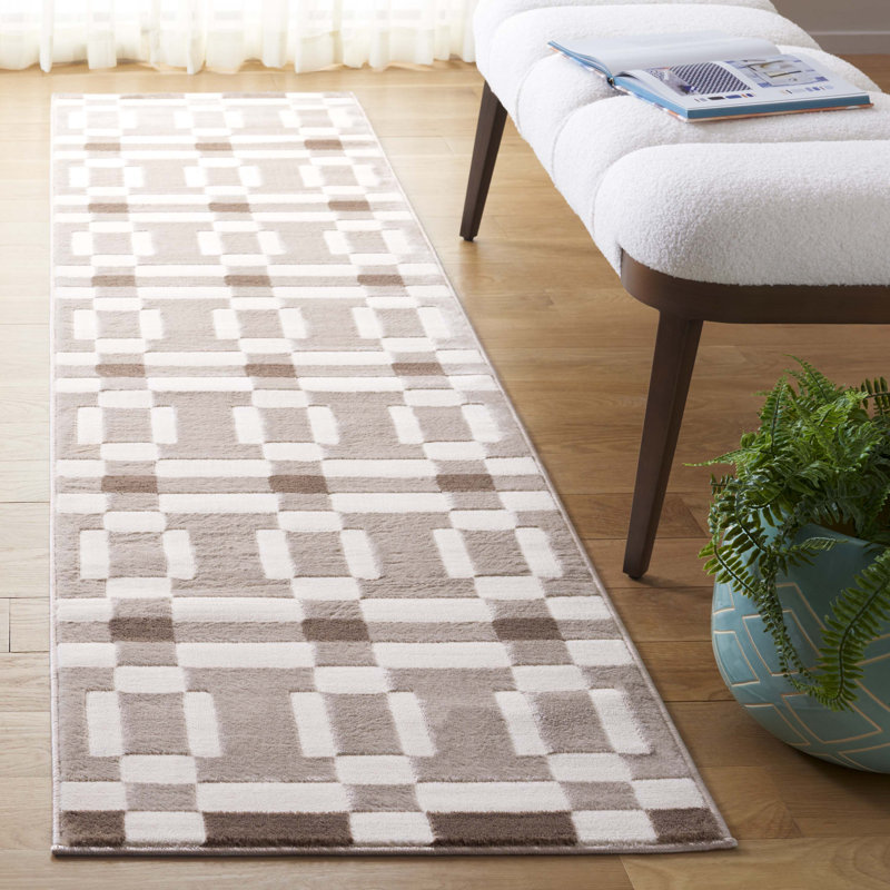 Tapis à motif géométrique Nesler Performance, Tapis de couloir 2 pi 3 po x 8 pi