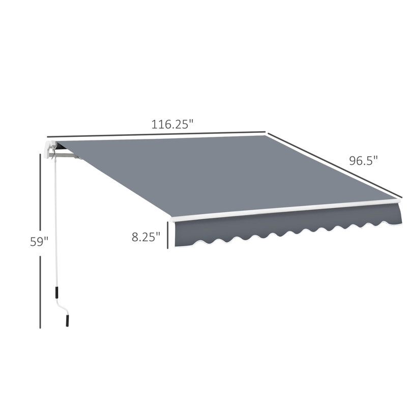 Auvent rétractable 8 ', H 59 po x l 116,2 po x P 96,5 po, Gris foncé