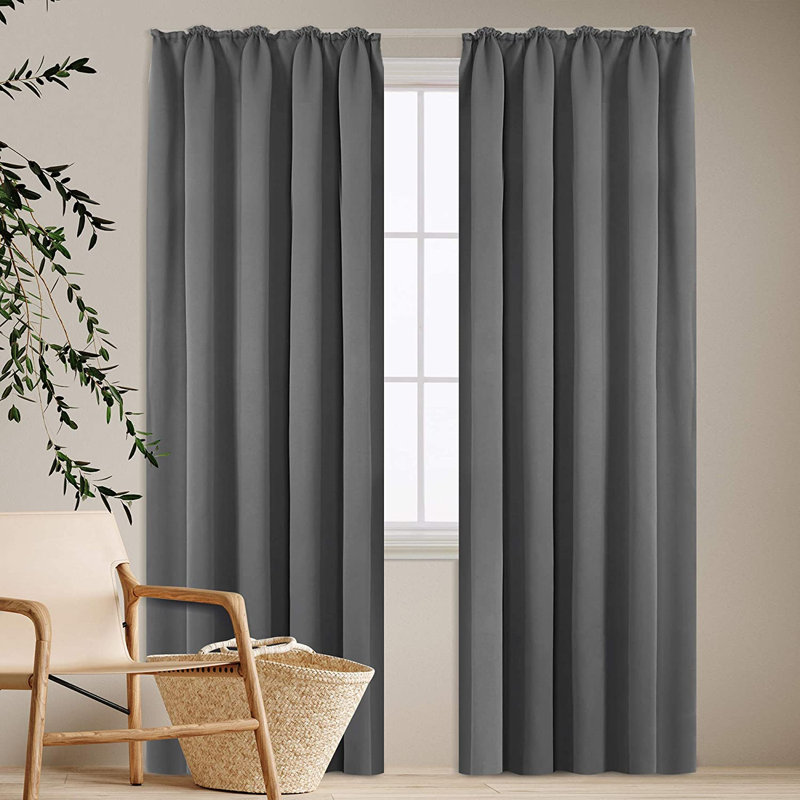 Deavin Blackout Curtain Pair, Light Grey, Width 140 x Drop 210cm