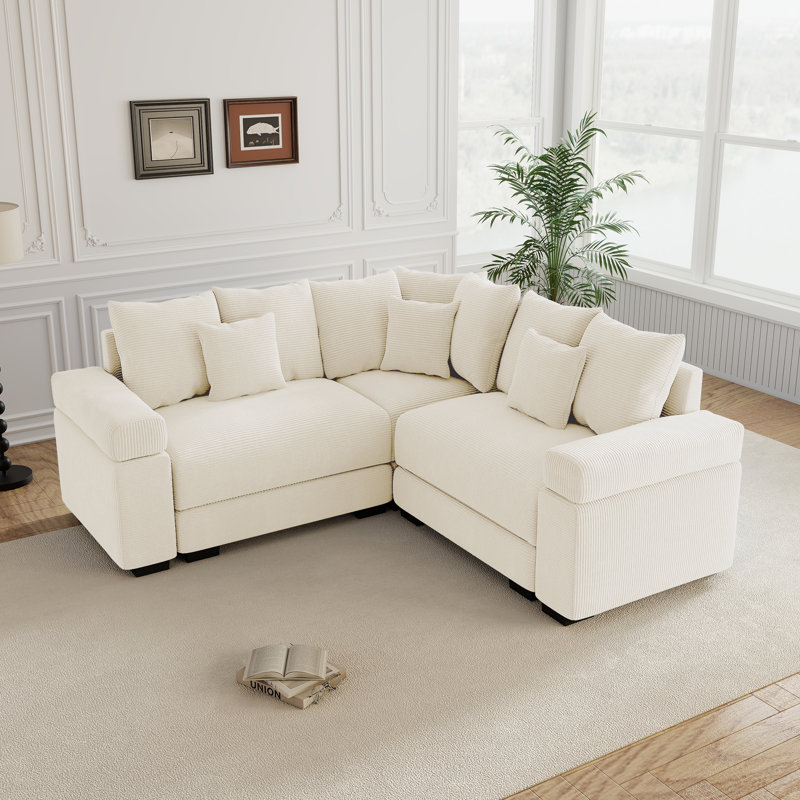 Canapé modulaire surdimensionné surdimensionné avec coussins décoratifs, tissu velours côtelé de qualité supérieure, conception ergonomique, assemblage facile, pour le salon.