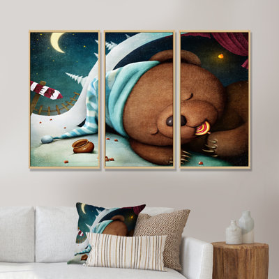 " Bear Sleeping In The Den " 3 - Pieces