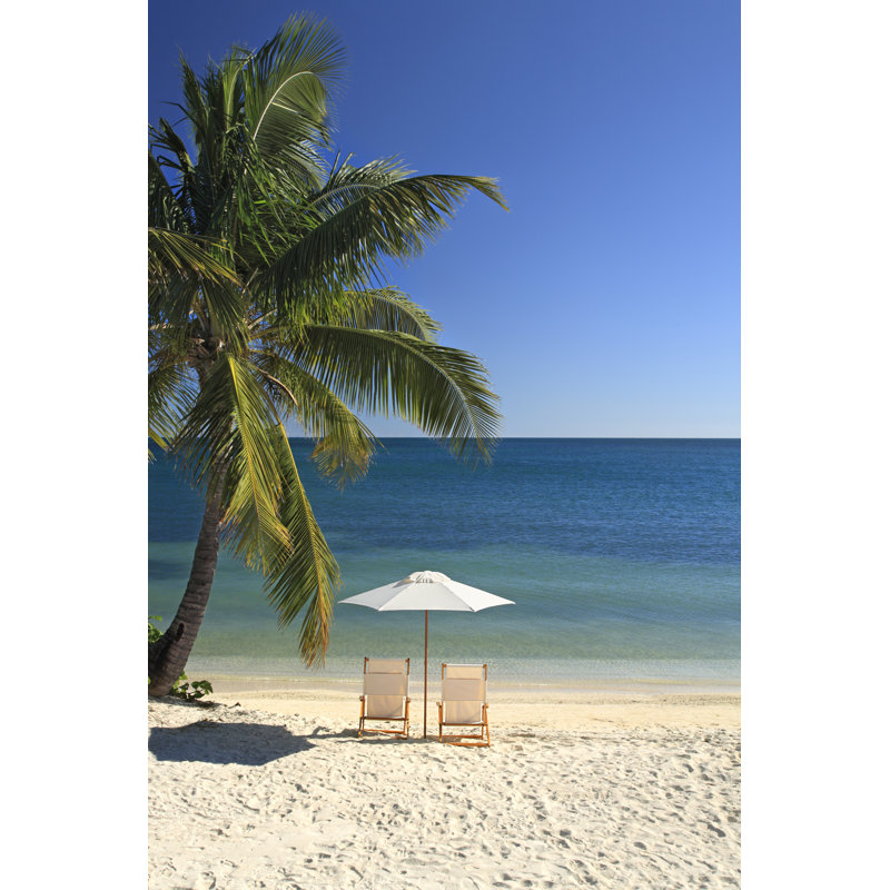 Chairs Under Palm Tree - Wrapped Canvas Print, 46cm H x 30cm W x 3.8cm D