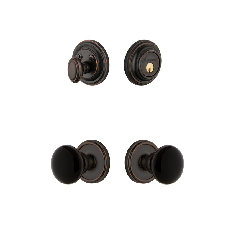 Ensemble d'entrée complet avec rosette et bouton Coventry Georgetown, 2-3/4", Bronze intemporel