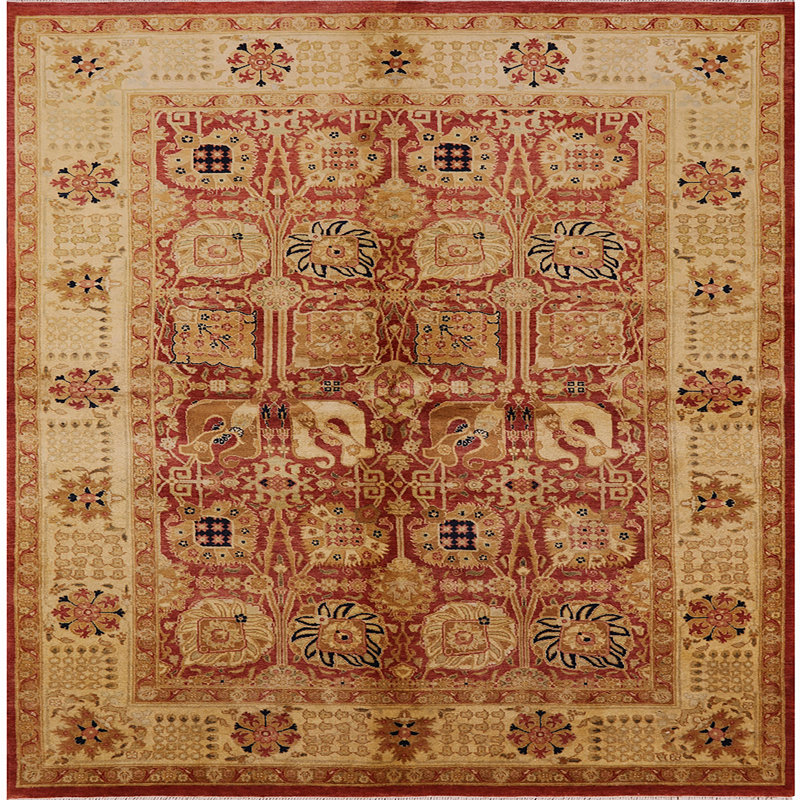 Tapis oriental beige / rouge Edric, Carré 5 pi