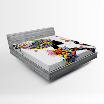 Butterflies Microfiber Floral Fitted Sheet