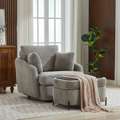 Chaise pivotante rembourrée avec repose-pieds avec rangement