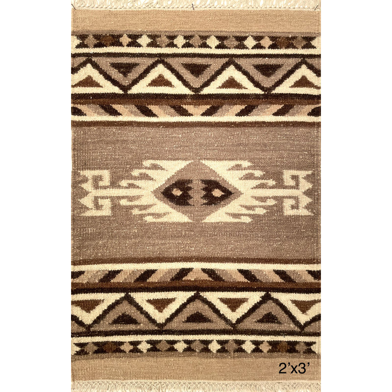 Wool Southwestern Indoor Rug, Rectangle 2'x3'