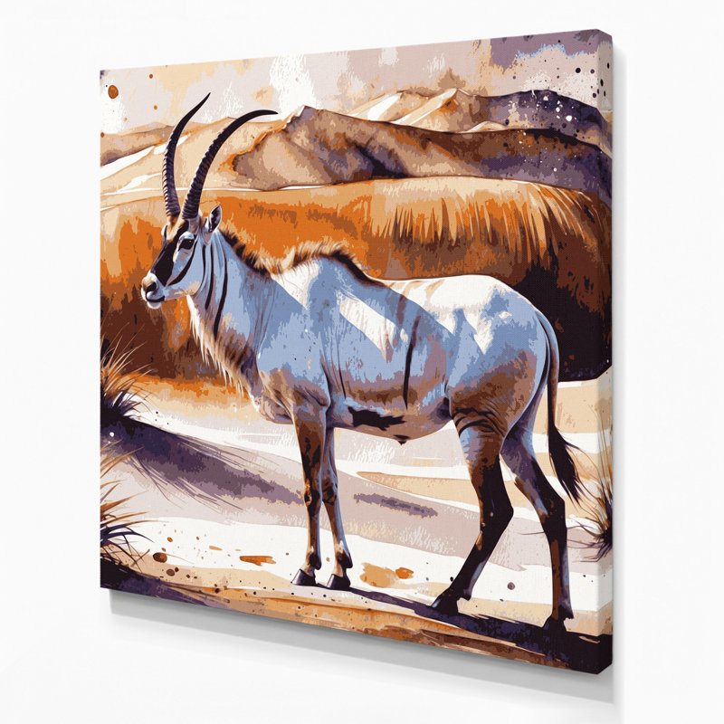 Art animalier sur toile, Oryx sauvage, faune, H 12 po x l 12 po