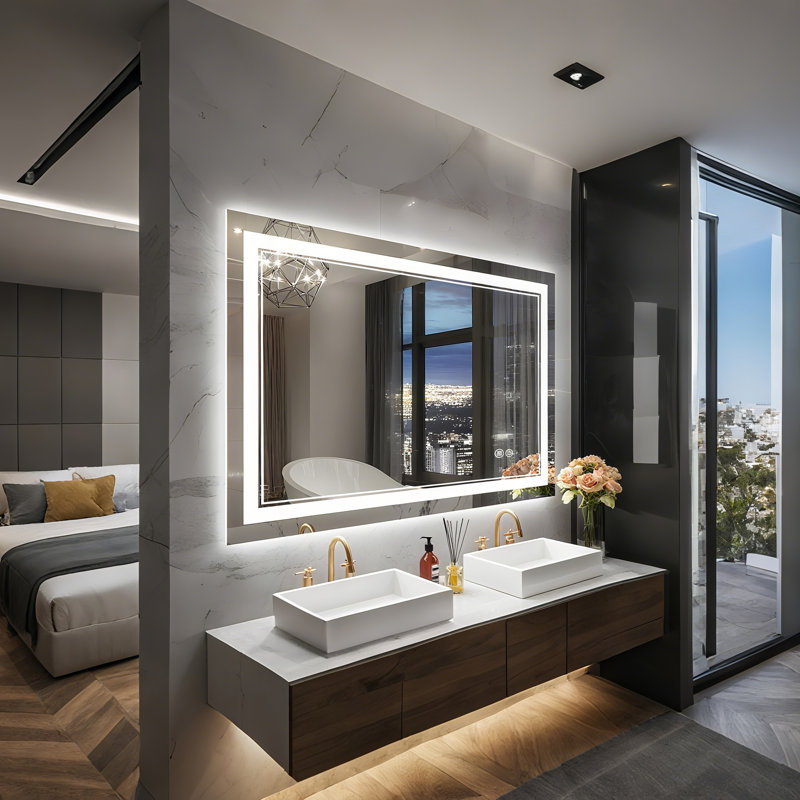 Chrisna UL Certified LED Bathroom Vanity Mirror, Front & Backlit, Anti-Fog Tempered Glass with 3-Year Warranty, 40"×32"
