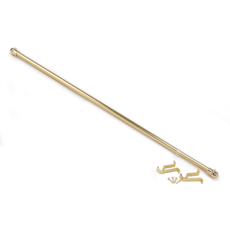 Adjustable Brass Cafe Curtain Rod with Matching Finials