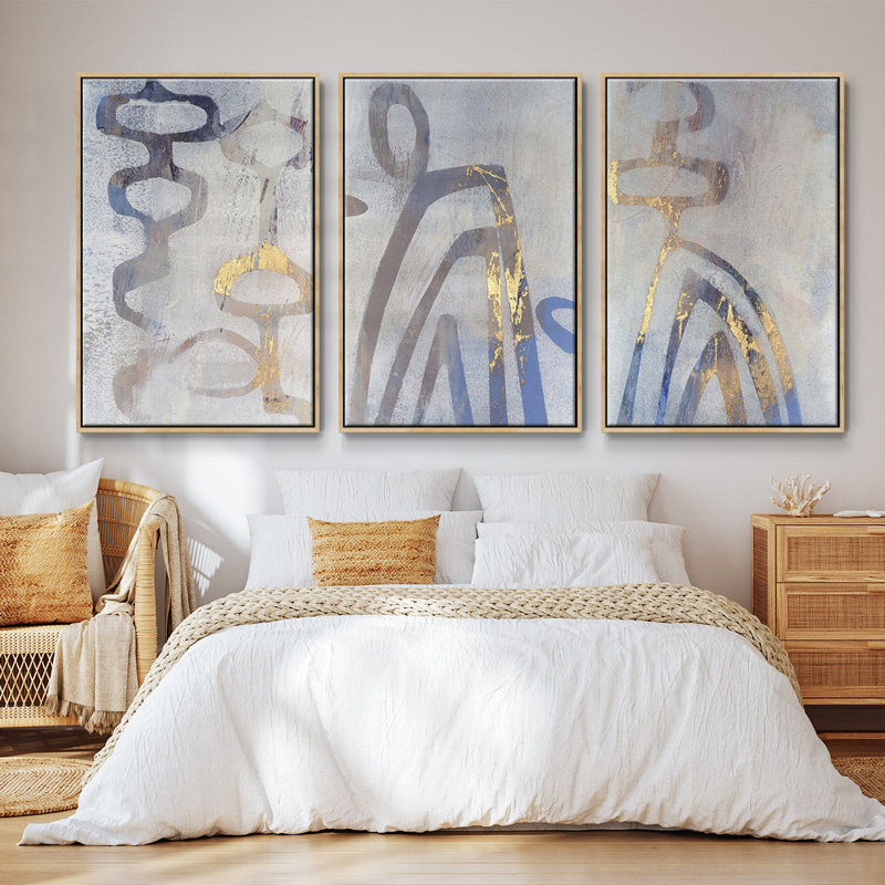 Linx I, ensemble de 3 toiles encadrées sur toile, Bois naturel, H 40 po x l 78 po