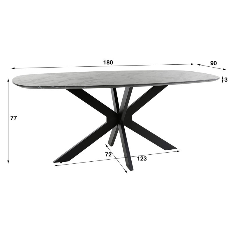 Schwerin Oval 180cm L Dining Table, 77cm H x 180cm L x 90cm W