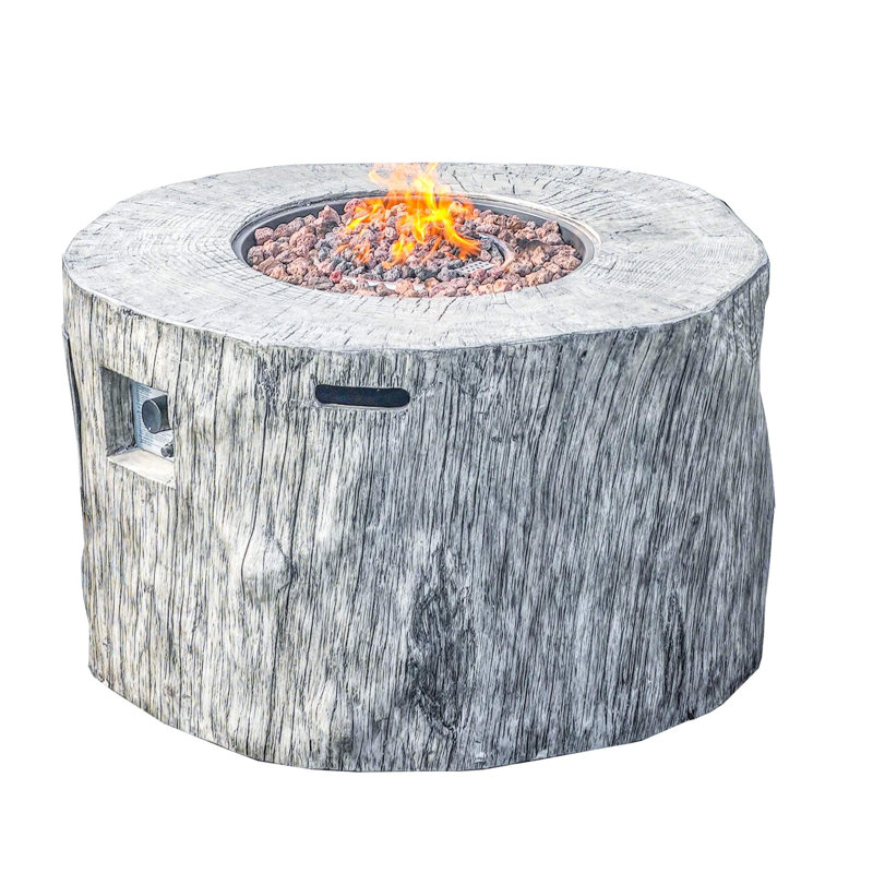Terraflame Round Faux Wood Fire Pit Table For Outdoor Use
