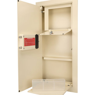 Biometric Safe Beige - 0.82 Cubic Ft With Led And Pre-Drilled Holes For Easy Installation Steel Removable Shelf Efficient Organization
