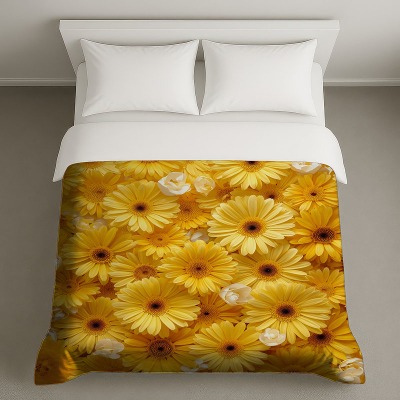 Housse de couette jaune Gerbera Daisies, Grand lit