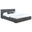 Lit superposé simple rembourré en finition graphite, tissu gris texturé et tête de lit rembourrée sans couture pour chambre à coucher avec tissu, espace de rails latéraux au design contemporain