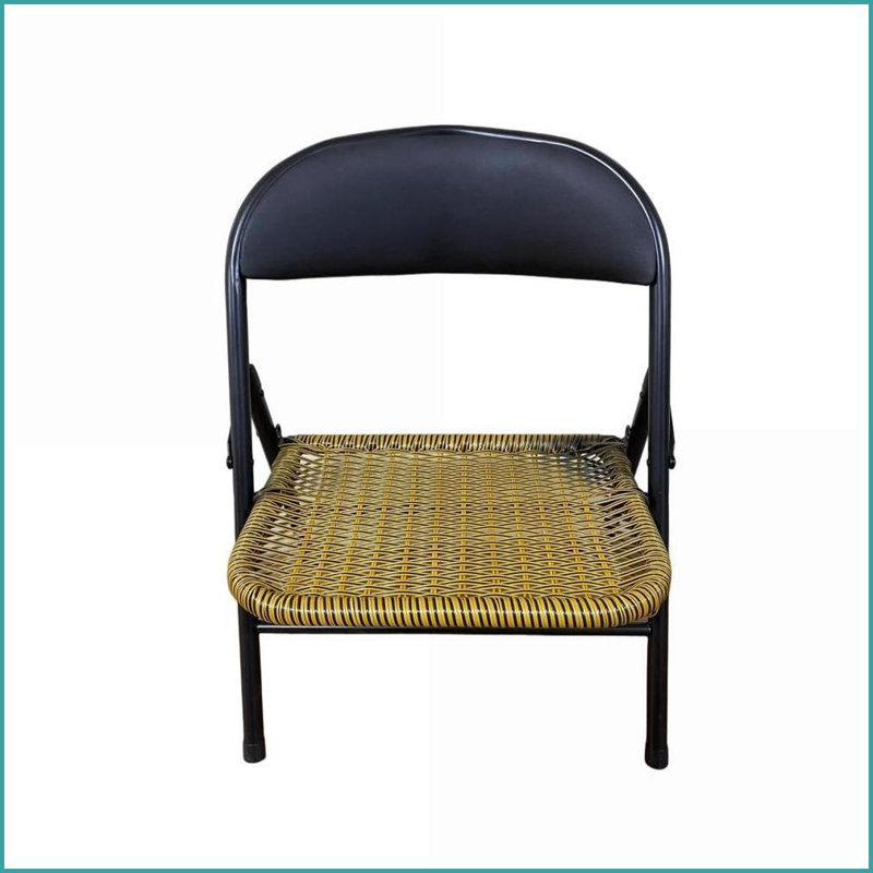 Rattan Chairs Set of 4 Collapsible Indoor | Black | Rattan,Steel