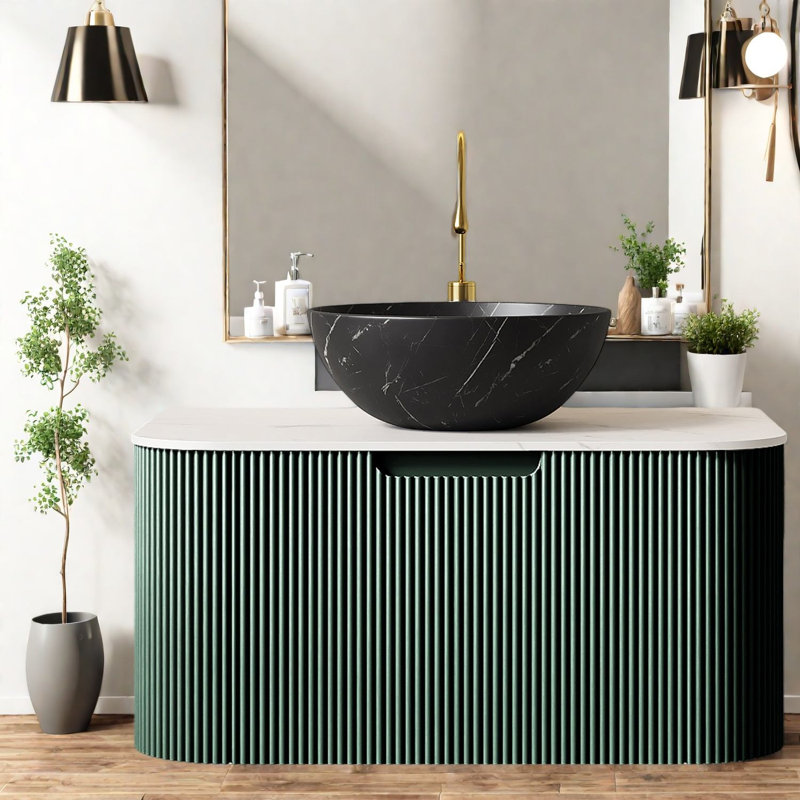 Meuble-lavabo avec lavabo avec rangement, 30 po Modern Green Modern