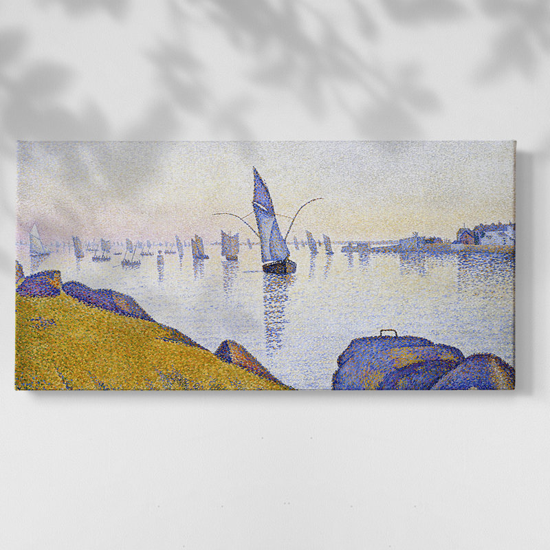 Série paysage - CDLXI - Toile tendue avec châssis encadré - Prêt à être accroché, H 25 po x l 49 po, Doré