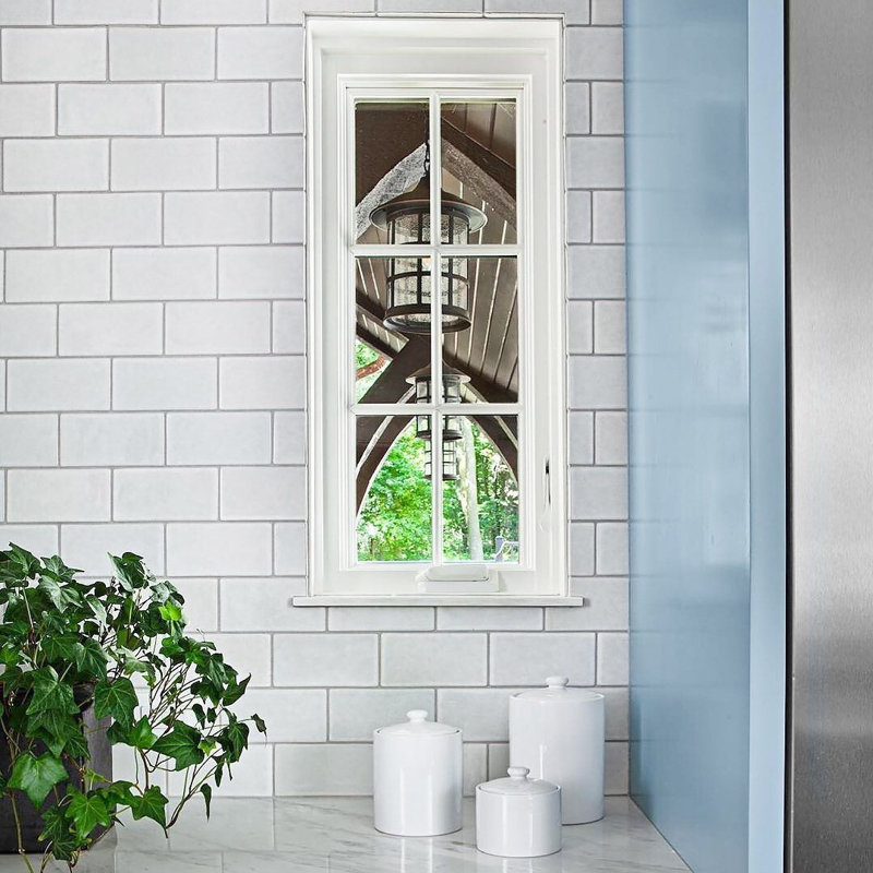 Nabi Subway 3X6 Crackled Glossy Glass Tile, Arctic Blue