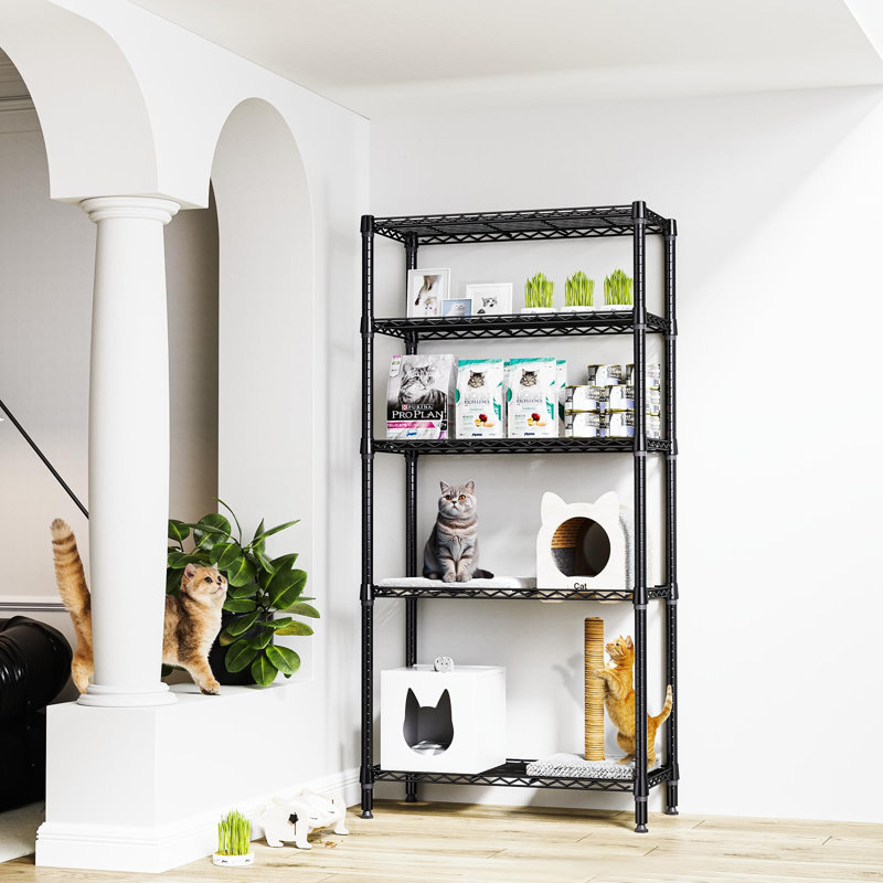 Étagère de rangement Étagère utilitaire Étagère utilitaire à 5 niveaux avec grille métallique pour la maison, la cuisine et le bureau