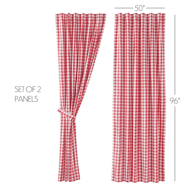 Paire de rideaux obscurcissant 100% coton Barryan, Rouge champêtre