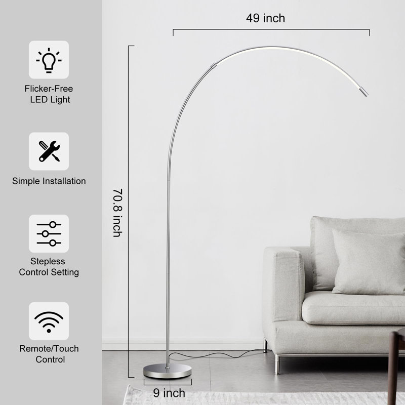 Keran 70.8'' LED Arched Floor Lamp