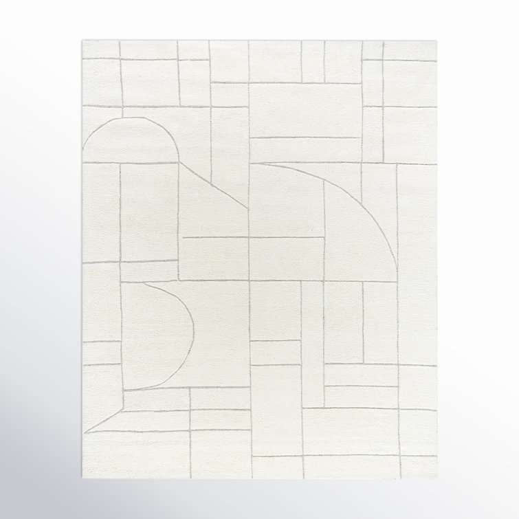 Rectangle Lorette Wool Area Rug with Non-Slip Backing