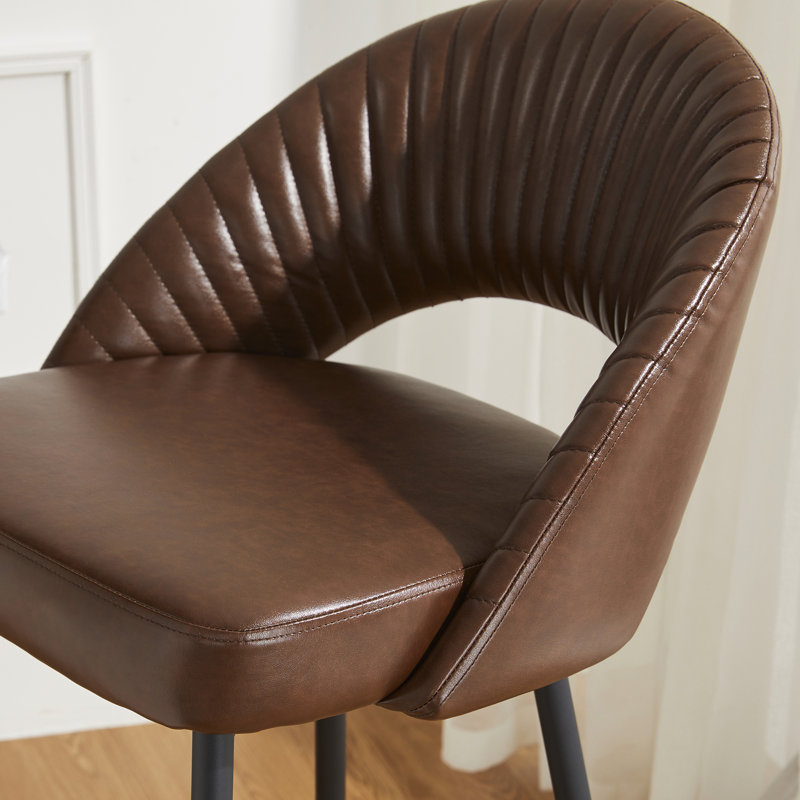 30.25 Modern Quilted Upholstered Bar Stool, Brown