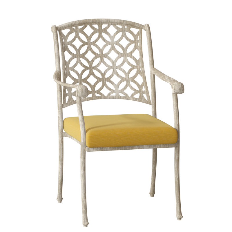 Casa Outdoor Dining Armchair, Weathered White, Pique Gravel Sunbrella®