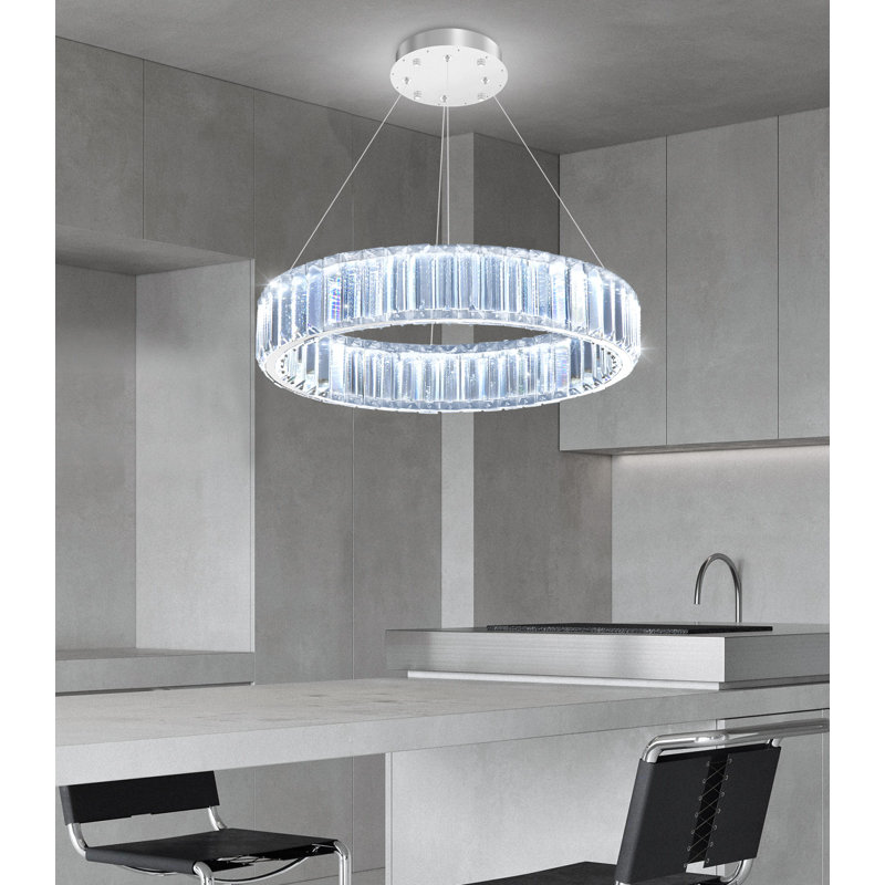 Lustre en cristal 16 po, Silver
