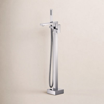 Cube Floor Tub Spout with Diverter