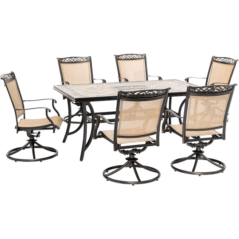 Fontana 6 - Person Metal Patio Dining Set with Rectangular Table